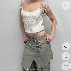 Black Crochet Top with Lace Shoulder Detail